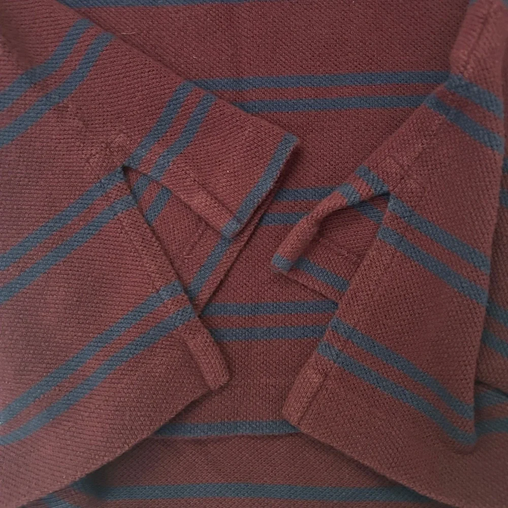 Polo Ralph Lauren Shirt Mens XL Burgundy Striped Polo Short Sleeve Vintage